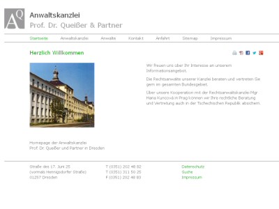 Sitemap Rechtsanwälte Dresden - Anwaltskanzlei Prof. Dr. Queißer und Partner in Dresden-Niedersedlitz